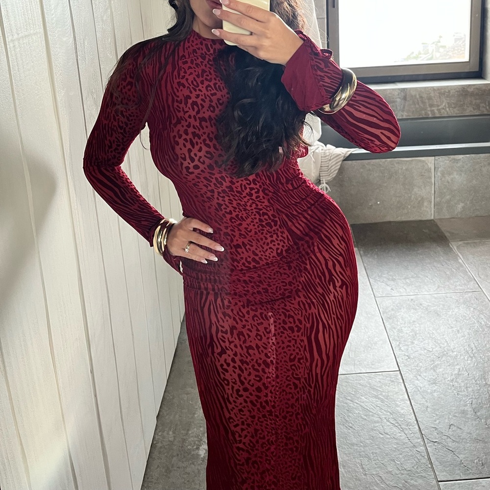 Miss Circle NYC Semi sheer animal print dress